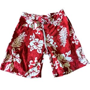 Men's Bullhead Hawaiian print swim trunks